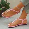 Pearl Thong Sandals Summer Fashion T-Strap Flat Sandals With Elastic Band Beach Shoes For Women - Chilazexpress Ltd