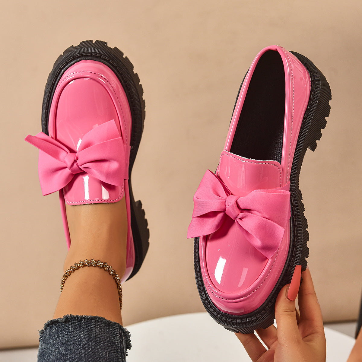 Bow-tie Loafer Shoes For Women Vintage Style - Chilazexpress Ltd