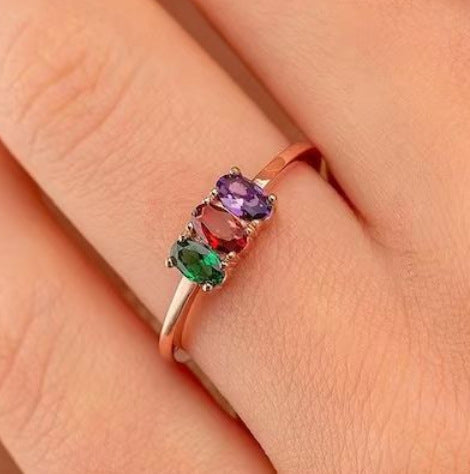 Zircon-inlaid Sweet Multi-colored Ring For Women