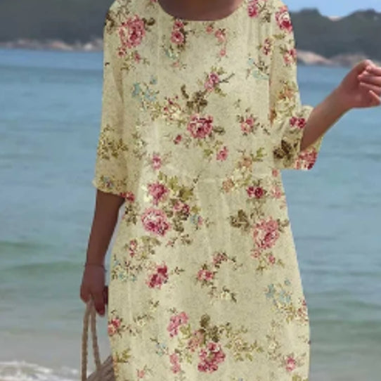 Elegant Ladies' Printed Midi Dress