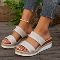 New Hemp Rope Woven Wedge Slippers Summer Ethnic Style Sandals Double Wide Strappy Shoes For Women - Chilazexpress Ltd