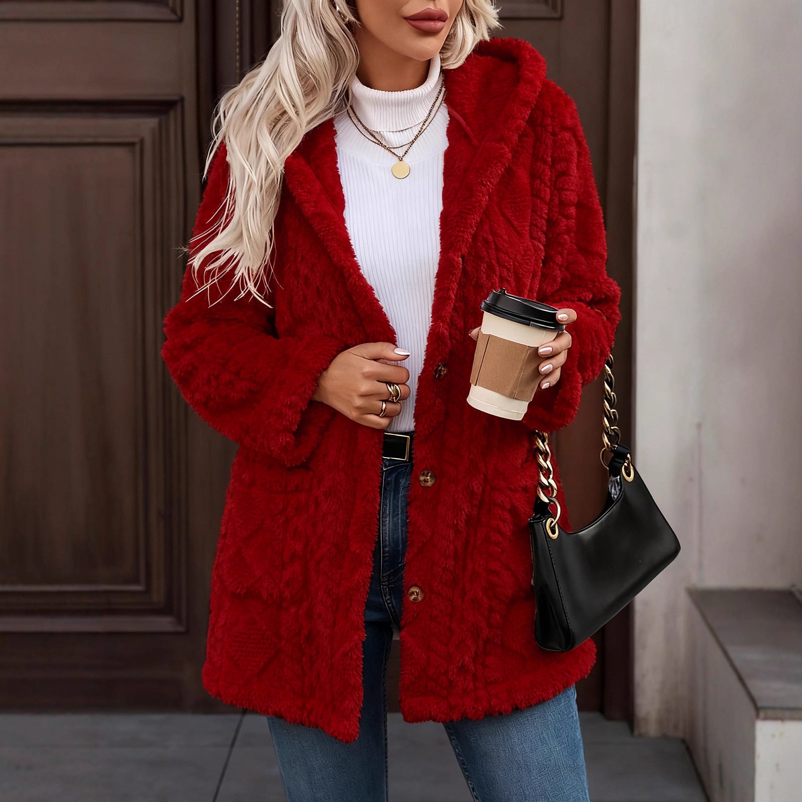 Casual Hooded Cardigan with Buttons