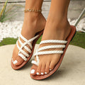 Summer Clip-toe Woven Sandals INS Fashion Beach Flat Slides Slippers Outdoor Roman Shoes For Women - Chilazexpress Ltd