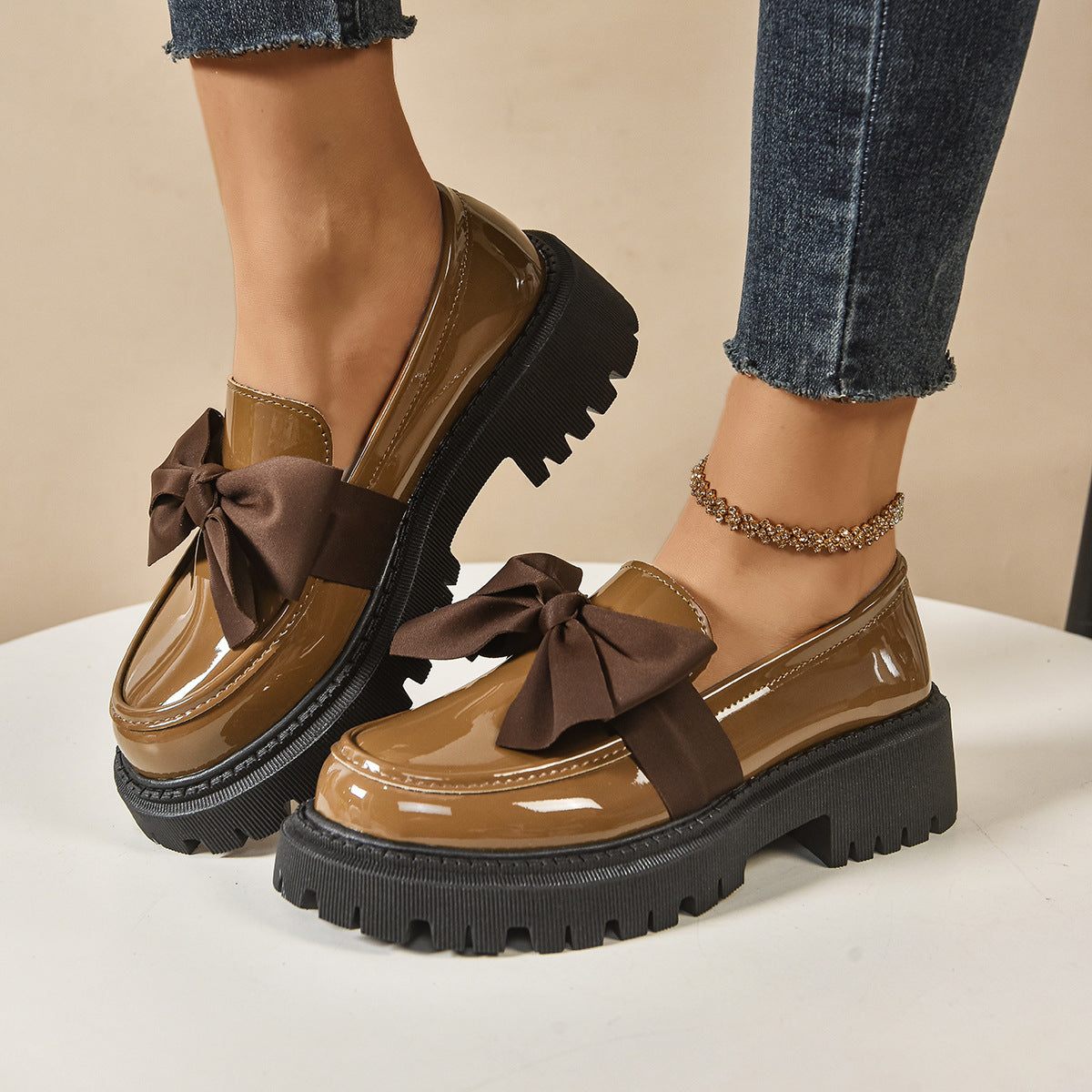 Bow-tie Loafer Shoes For Women Vintage Style - Chilazexpress Ltd