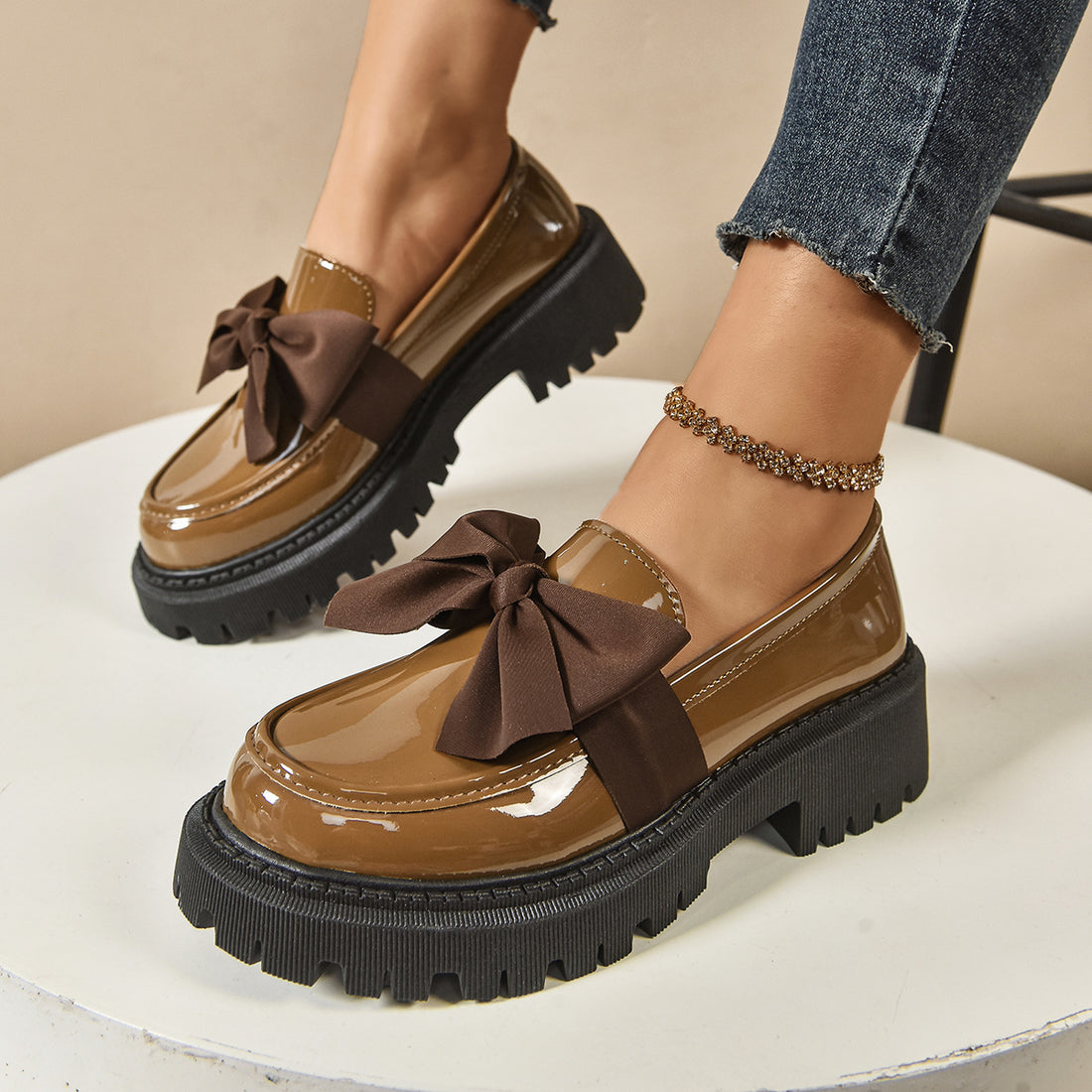 Bow-tie Loafer Shoes For Women Vintage Style - Chilazexpress Ltd