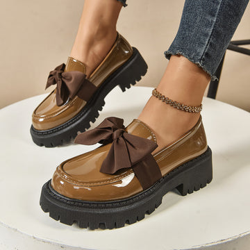 Bow-tie Loafer Shoes For Women Vintage Style - Chilazexpress Ltd