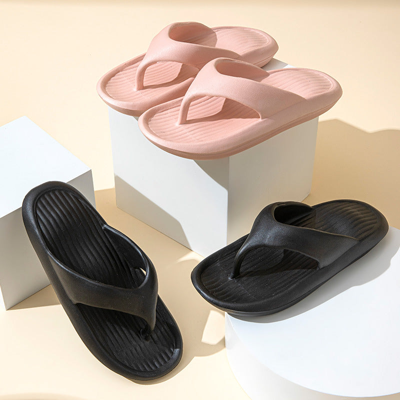 Solid Color Striped Texture Flip-Flops Slippers For Women Men Non-slip Wear-resistant House Shoes Summer Outdoor Beach Shoes Couple - Chilazexpress Ltd