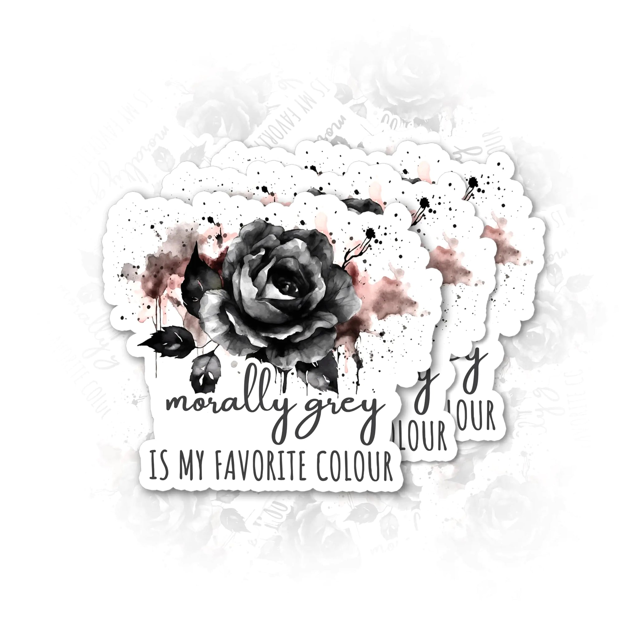 Set 3Pcs Morally Grey is My Favourite Color Sticker Rose Sticker Book Lover Sticker Bookish Sticker Booktok Sticker Water Assitant Die-Cut Vinyl Decals for Laptop Phone Water Bottles (2 Inches) - Chilazexpress Ltd