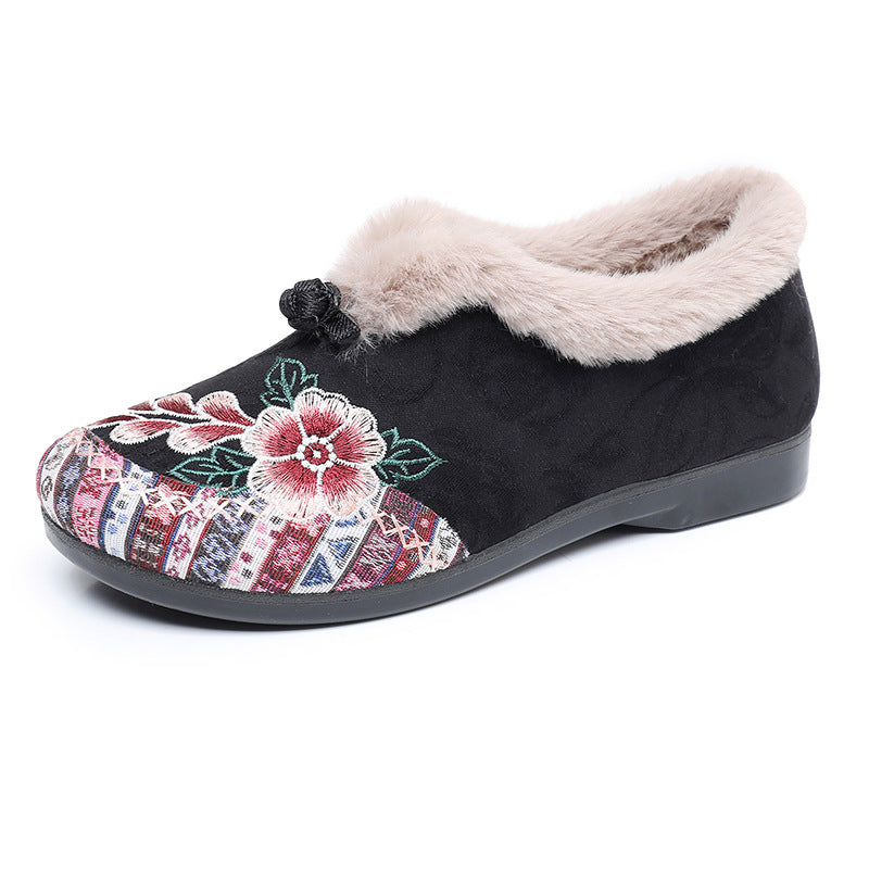 Flat Bottom Embroidery Cotton Shoes For Women - Chilazexpress Ltd