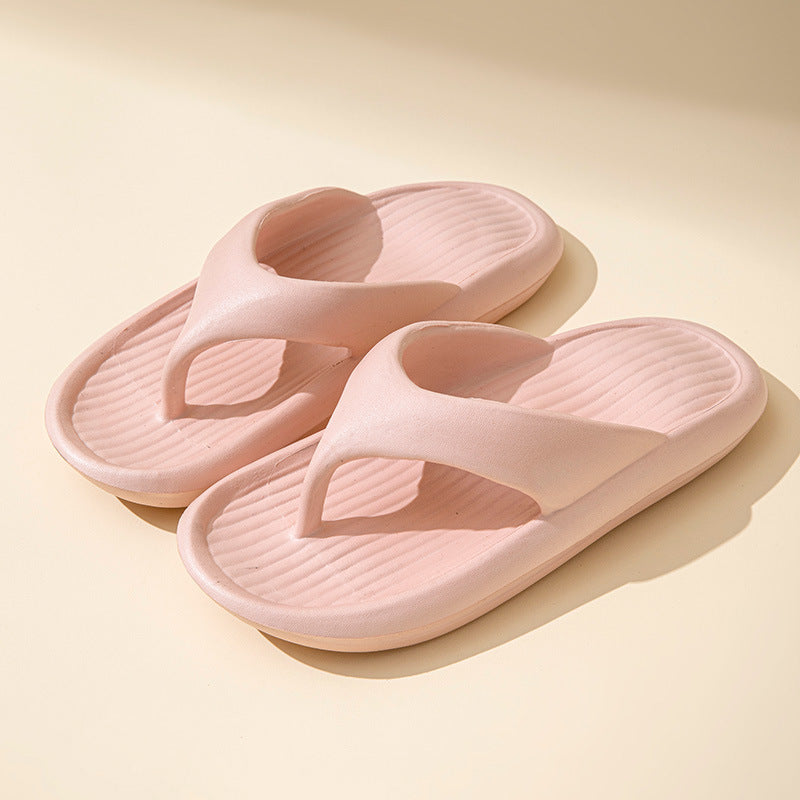 Solid Color Striped Texture Flip-Flops Slippers For Women Men Non-slip Wear-resistant House Shoes Summer Outdoor Beach Shoes Couple - Chilazexpress Ltd
