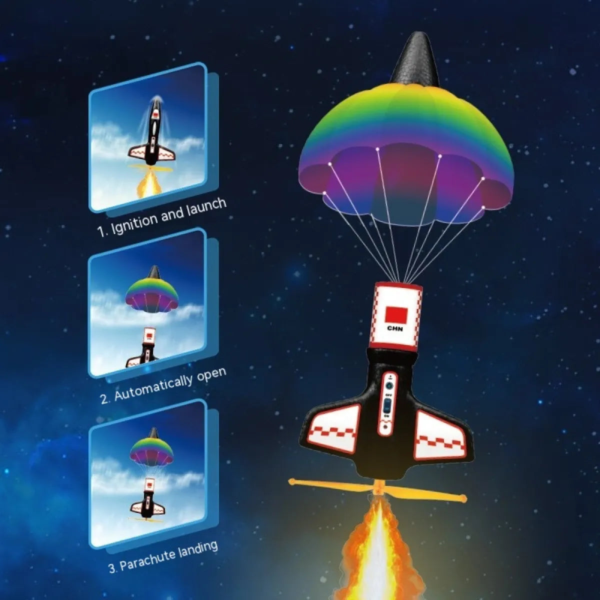 Kids Electric Rocket Launcher Space Exploration Toy with Parachute Outdoor Rocket Model - Chilazexpress Ltd
