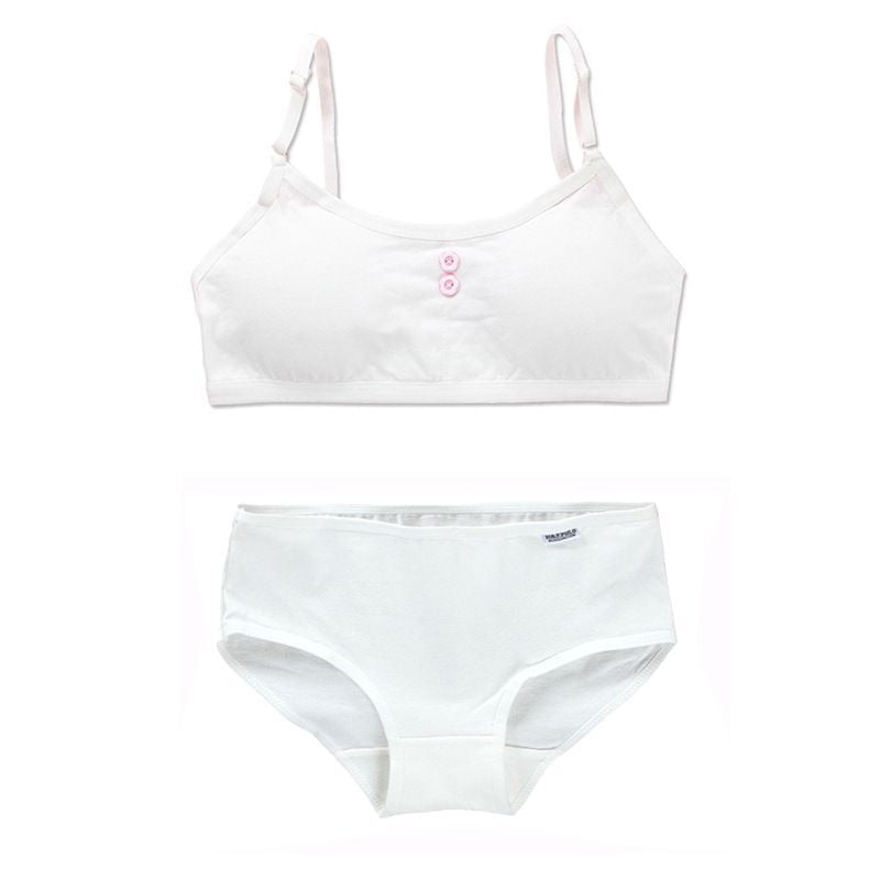 Girls Bra Cotton Underwear for Teenager Training Bra Set for Student Puberty Vest 8-14Years