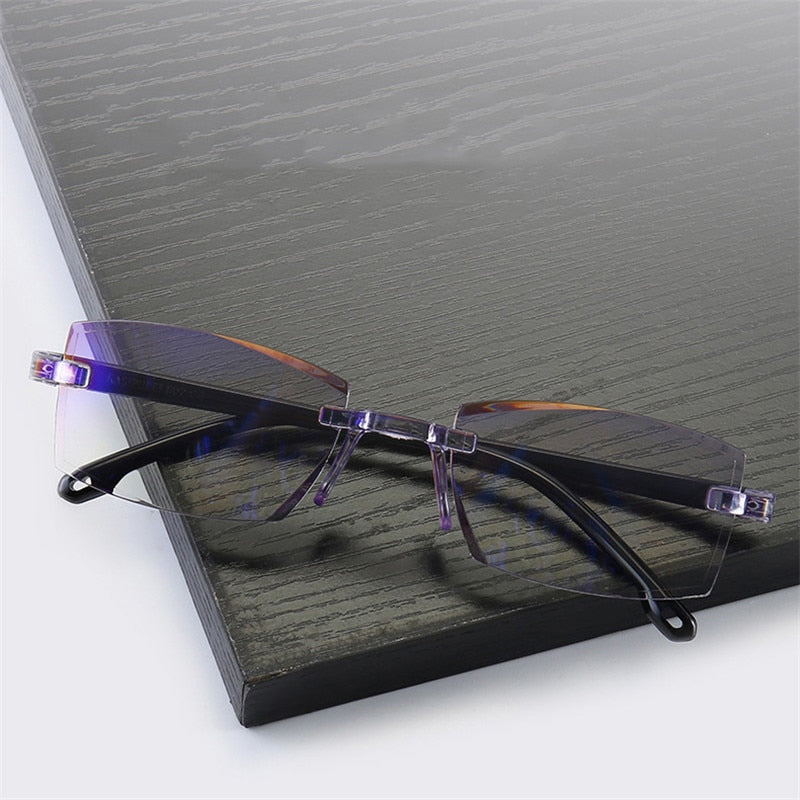 New Diamond-cut Bifocal Progressive Reading Glasses Men Blue Light Blocking Multifocal Eyewear Ultralight Rimless Eyeglasses