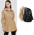 Women's High Waist Lace-Up PU Jacket - Chilazexpress Ltd
