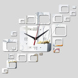 Quartz Mirror Acrylic Rectangle Modern Design Home Wall Clock  Decoration