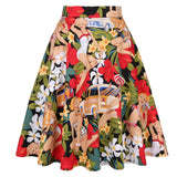 2023 Summer A Line Vintage Floral High Waist Midi Skirt