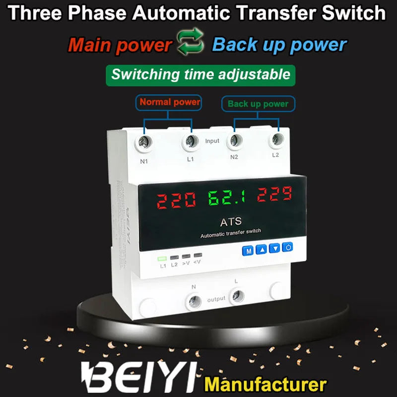 Iraq Market New Design Double Power Ats 30a 63a Adjustable Automatic Change Over Switch 110 220v - Chilazexpress Ltd