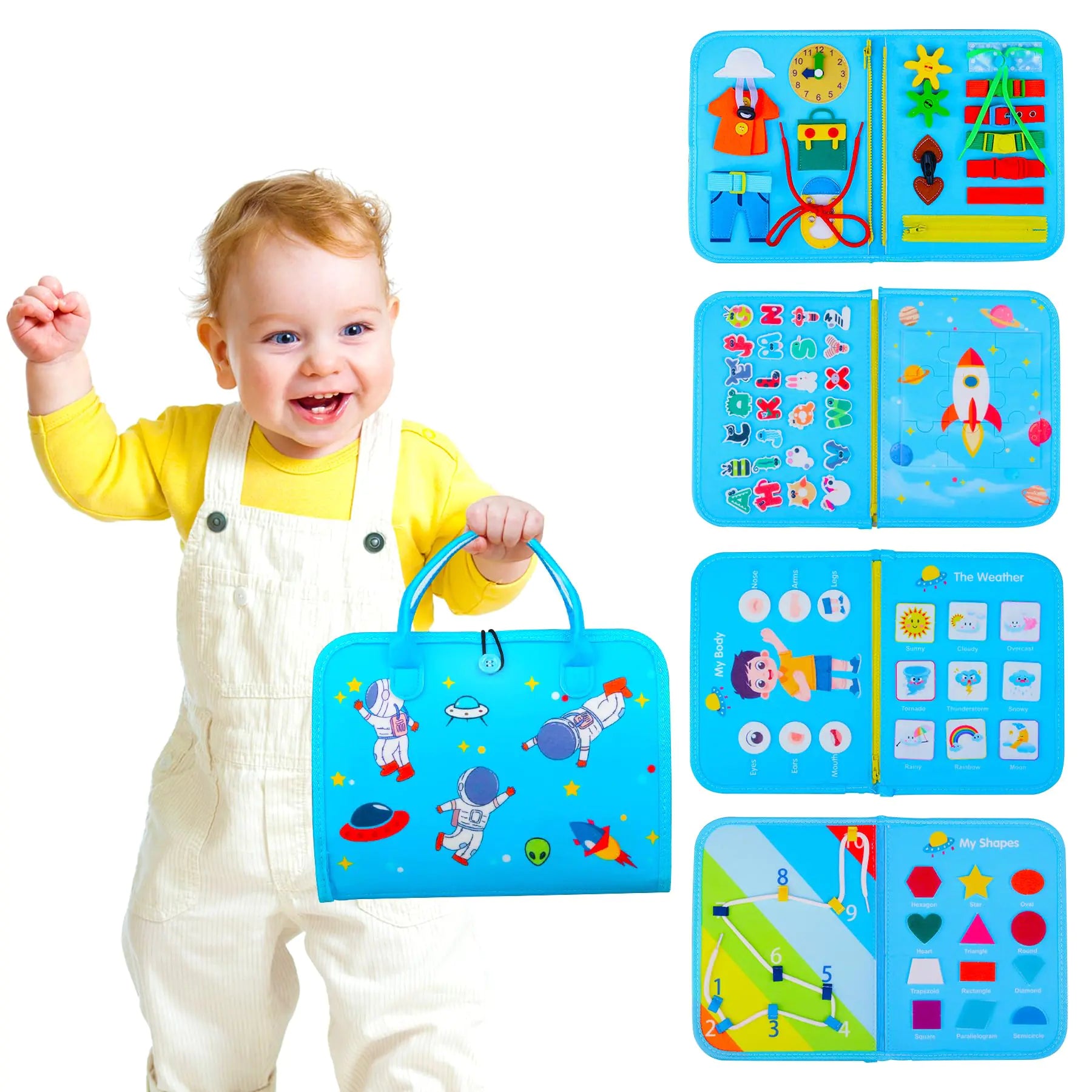 Toddler Busy Board Montessori Toys for 1 2 3 4 Year Old Boys Birthday Gifts - Educational Learning Busy Book Sensory Toys for Toddlers 1-3 - Airplane Car Travel Activities Toys for Kids Ages 2-4 - Chilazexpress Ltd