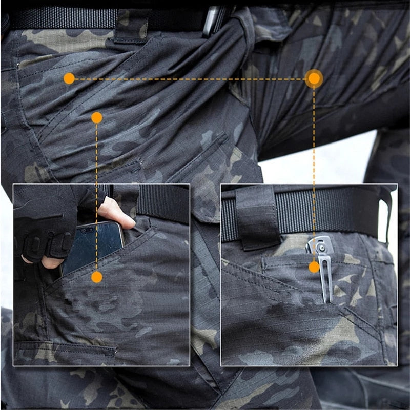 Military Tactical Cargo Pants  Stretch Cotton Casual Work Pants Men&#39;s Stretch SWAT Combat Rip-Stop Many Pocket Army Long Trouser