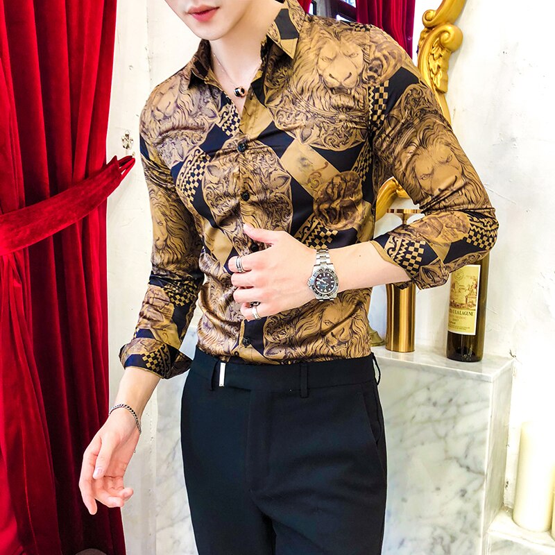 2022 Luxury Vintage Men's  Casual Business Slim Shirt