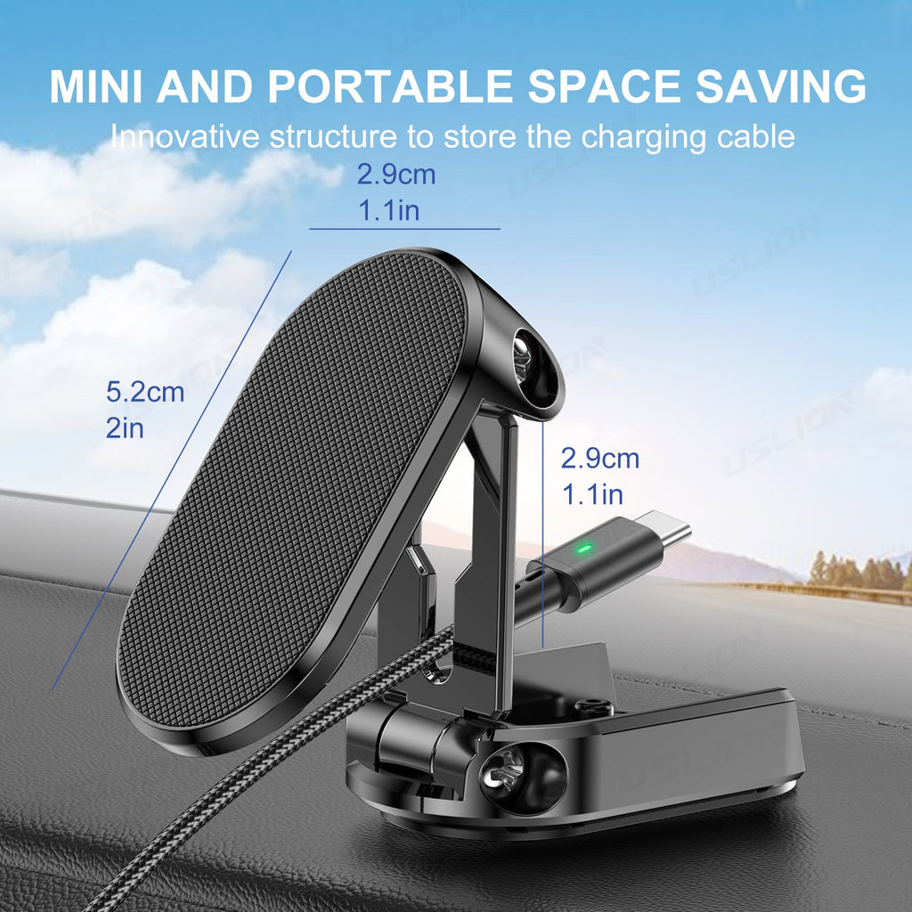 720 Rotate Metal Magnetic Car Phone Holder Foldable Universal Mobile Phone Stand Air Vent Magnet Mount GPS Support For iPhone 14