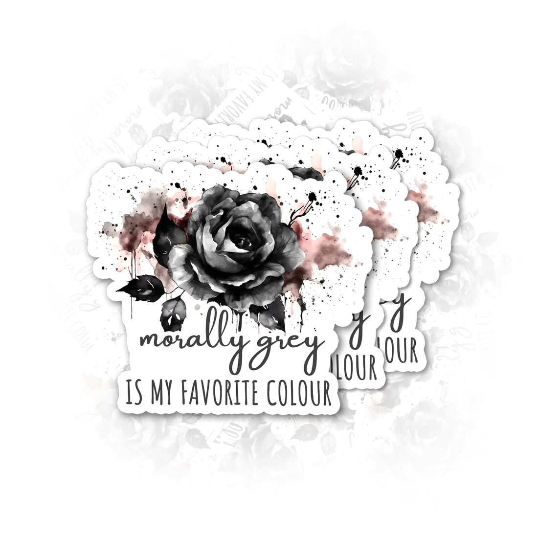 Set 3Pcs Morally Grey is My Favourite Color Sticker Rose Sticker Book Lover Sticker Bookish Sticker Booktok Sticker Water Assitant Die-Cut Vinyl Decals for Laptop Phone Water Bottles (2 Inches) - Chilazexpress Ltd