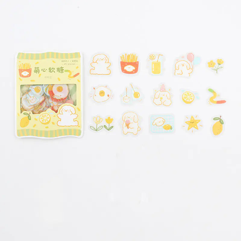 Cute Cartoon Animal & Fruit PVC Sticker Pack (45 pcs) - Chilazexpress Ltd