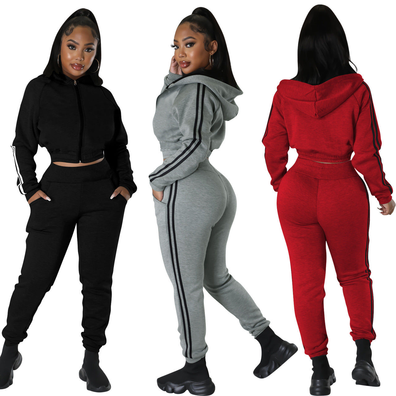 Women's Fashion Casual Hooded Sweater Suit