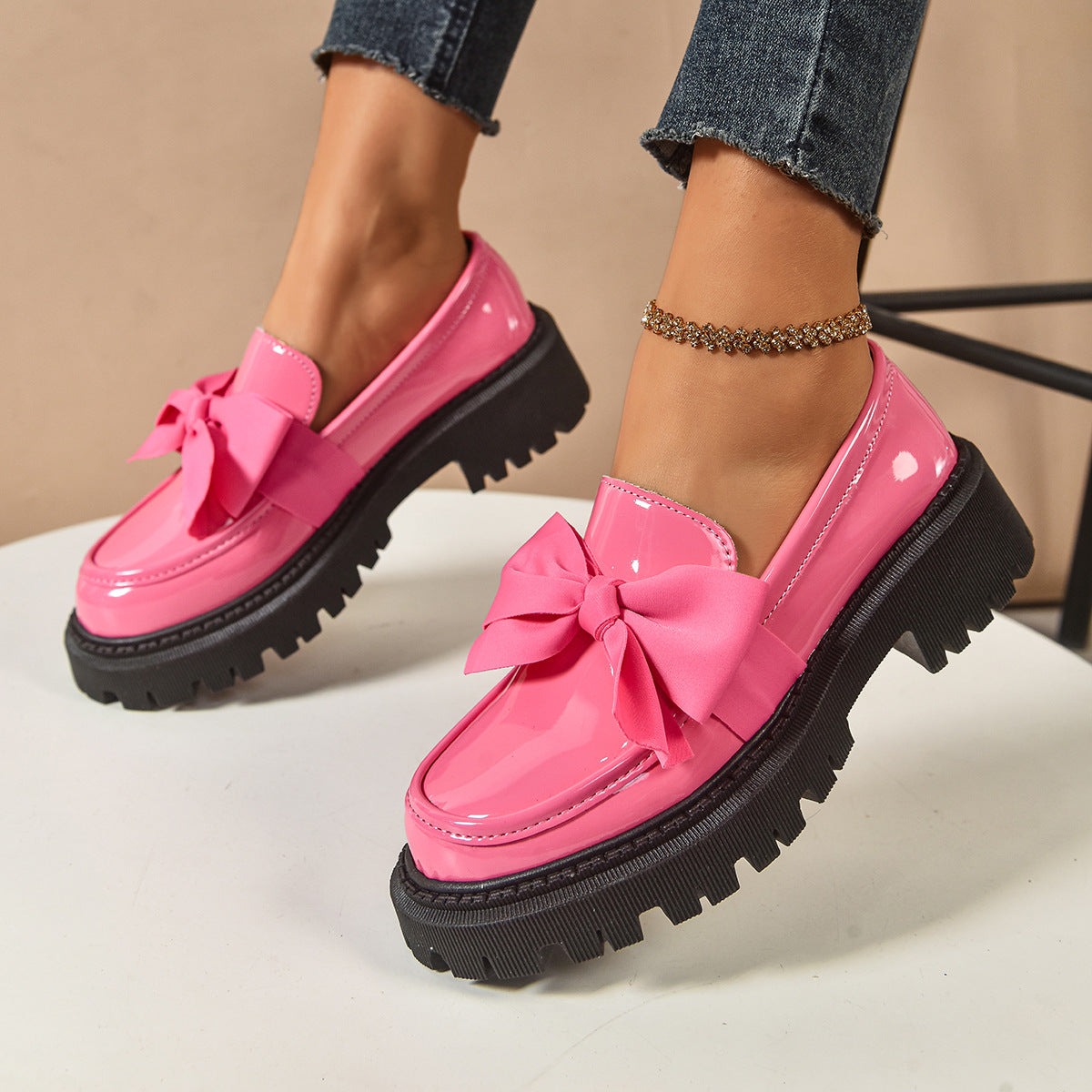 Bow-tie Loafer Shoes For Women Vintage Style - Chilazexpress Ltd