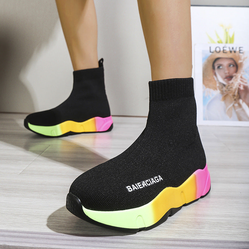 Black Sock Boots For Women Platform Shoes - Chilazexpress Ltd