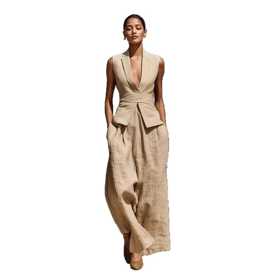V-neck Sleeveless Tank Top And Casual Long Pants Set For Women - Chilazexpress Ltd