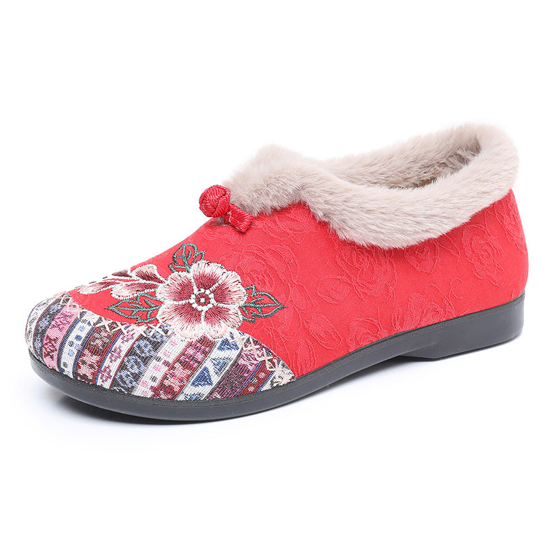 Flat Bottom Embroidery Cotton Shoes For Women - Chilazexpress Ltd