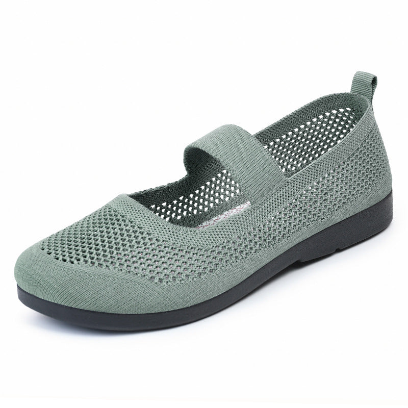 Casual Shoes For Women Flying Woven Women's Shoes Breathable Women Hollow Out Soft Bottom Mom Shoes - Chilazexpress Ltd