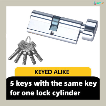 1 Piece Of European Standard Size, 70mm Length Knob Lock Cylinder, Lock Cylinder With 5 Keys, Suitable For Anti-Theft Doors, Office Doors, Stainless Steel Doors, Indoor Doors - Chilazexpress Ltd