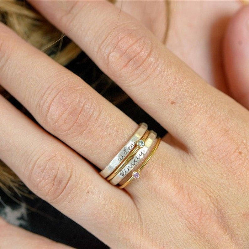 12 Color Birthstone DIY Engraved Ring