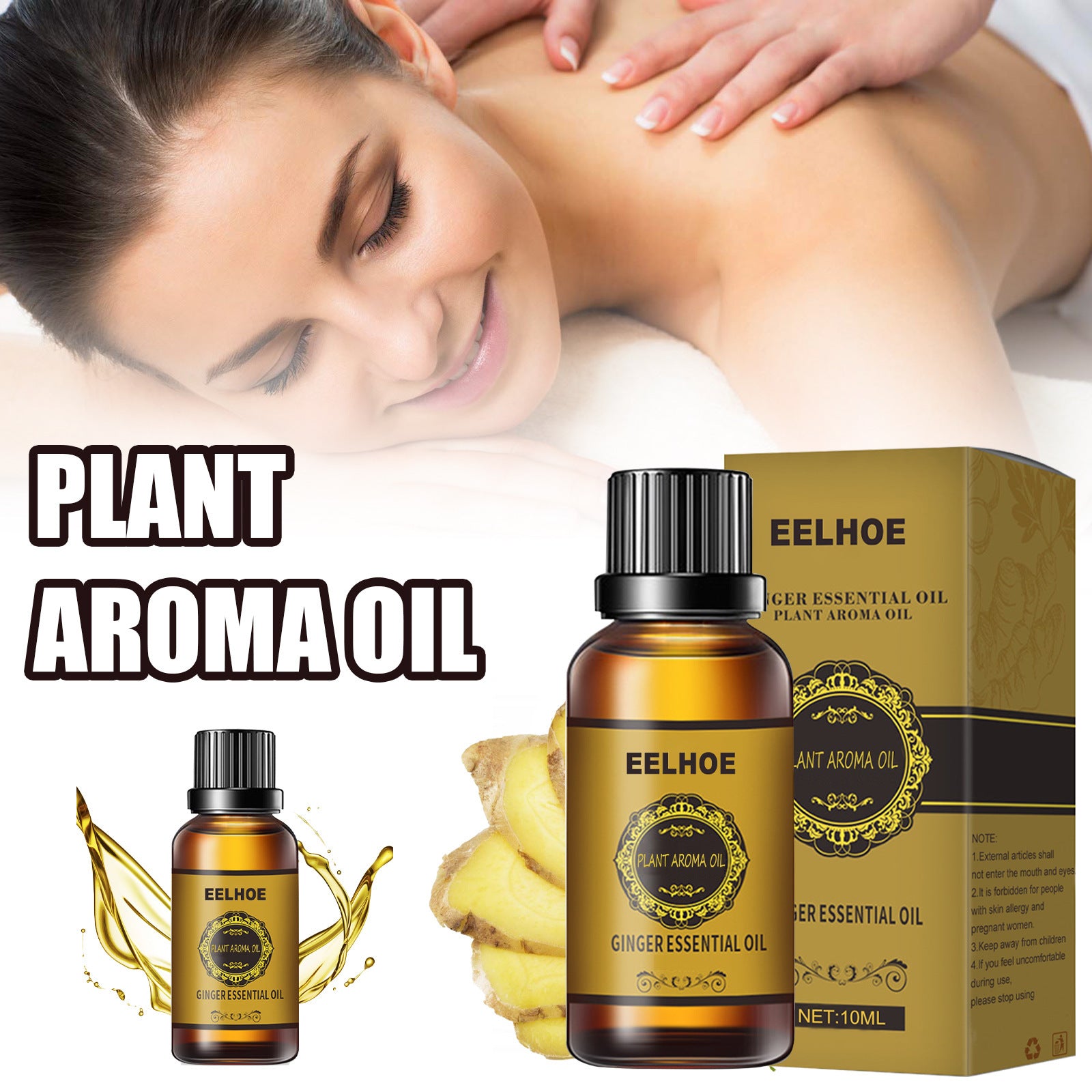 Ginger Essential Oil 10ml Vegetable Oil Body Massage Humidifier - Chilazexpress Ltd