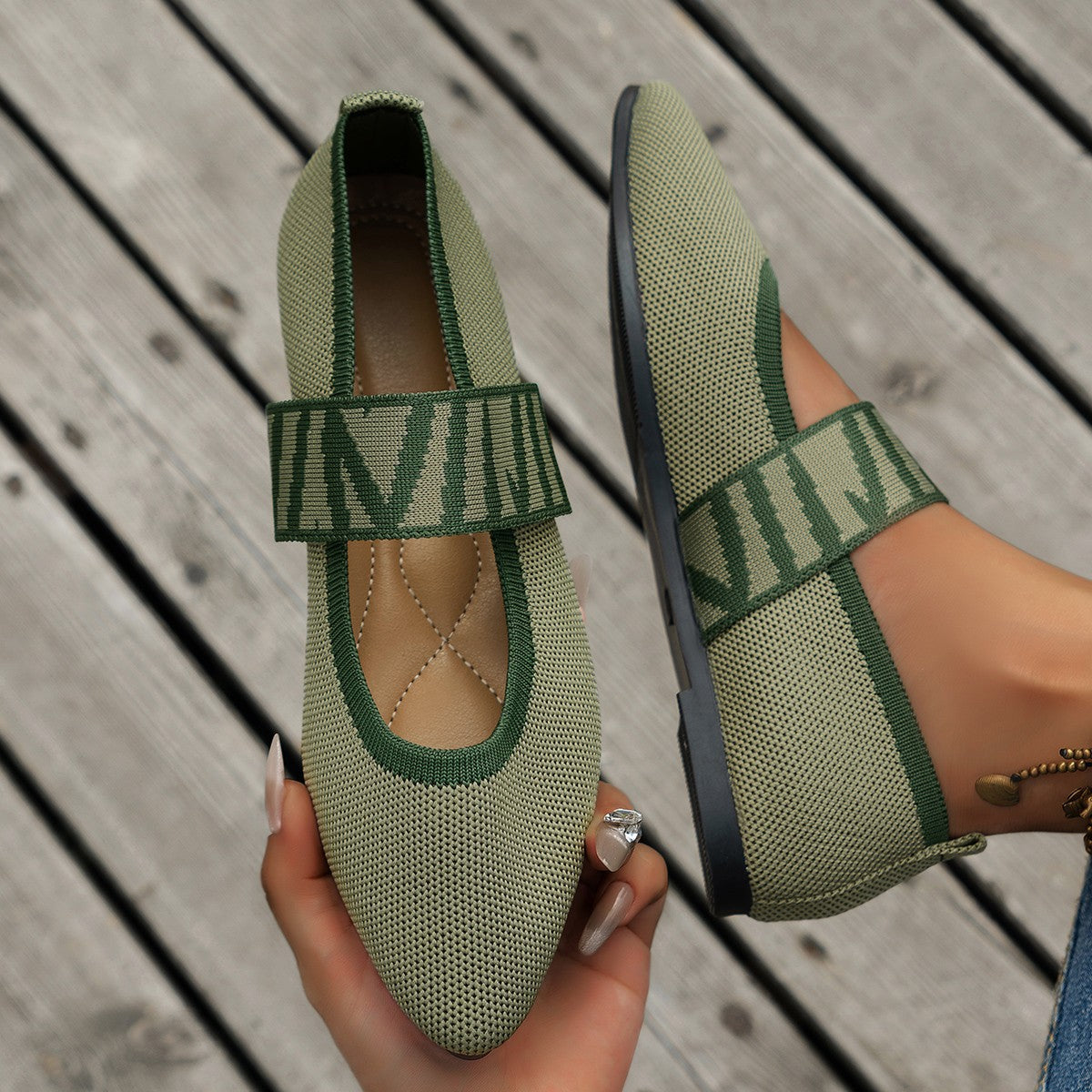 Striped Flats Shoes Fashion Casual Pointed Toe Loafers Lazy Shoes For Women - Chilazexpress Ltd
