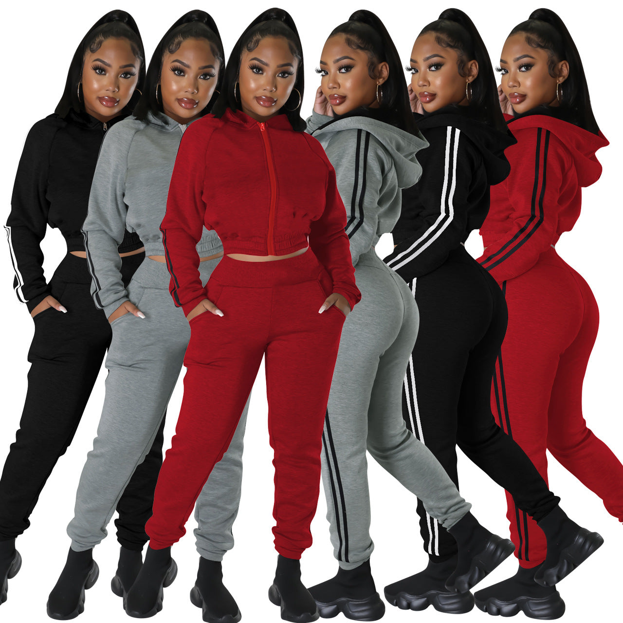 Women's Fashion Casual Hooded Sweater Suit