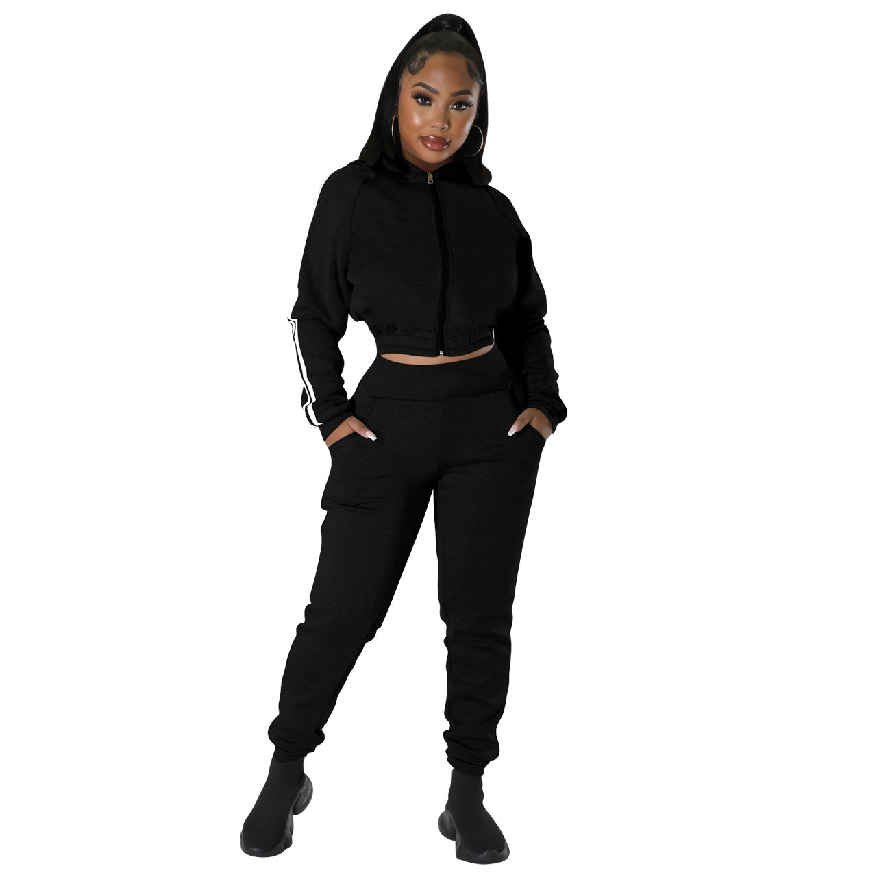 Women's Fashion Casual Hooded Sweater Suit