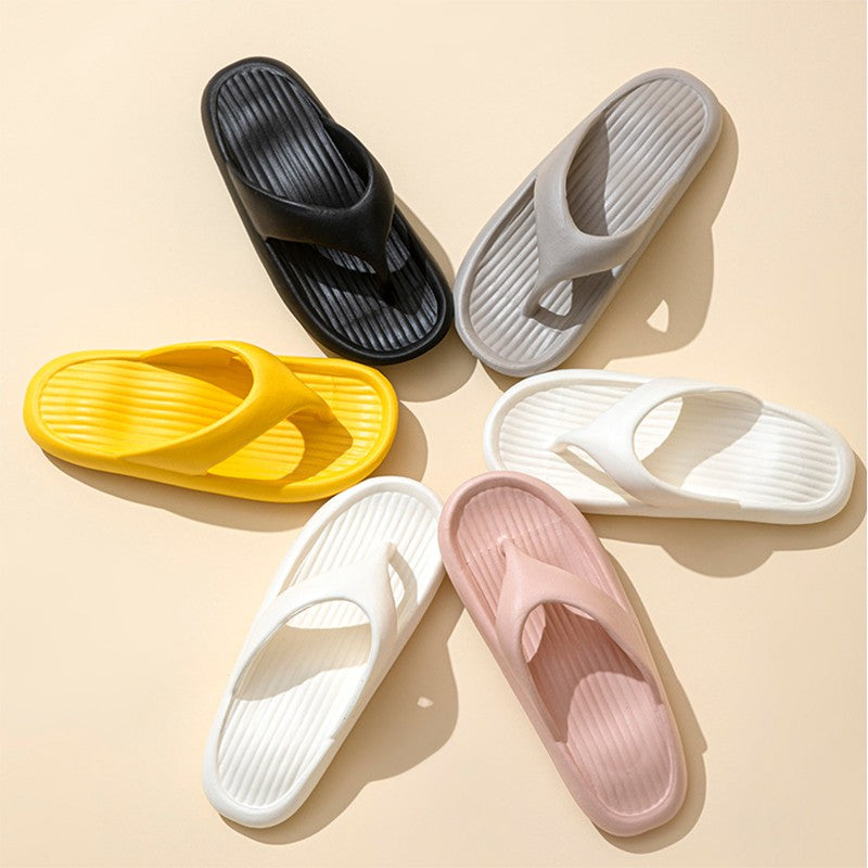 Solid Color Striped Texture Flip-Flops Slippers For Women Men Non-slip Wear-resistant House Shoes Summer Outdoor Beach Shoes Couple - Chilazexpress Ltd