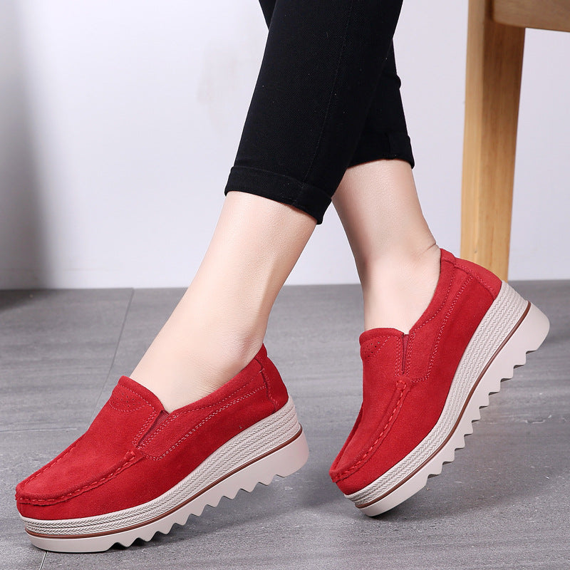 Thick-soled Flat Shoes Anti-slip Suede Height Increasing Shoes For Women - Chilazexpress Ltd