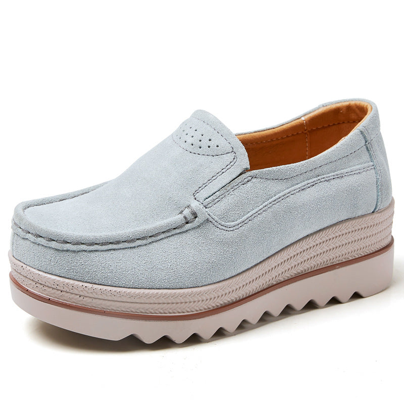 Thick-soled Flat Shoes Anti-slip Suede Height Increasing Shoes For Women - Chilazexpress Ltd