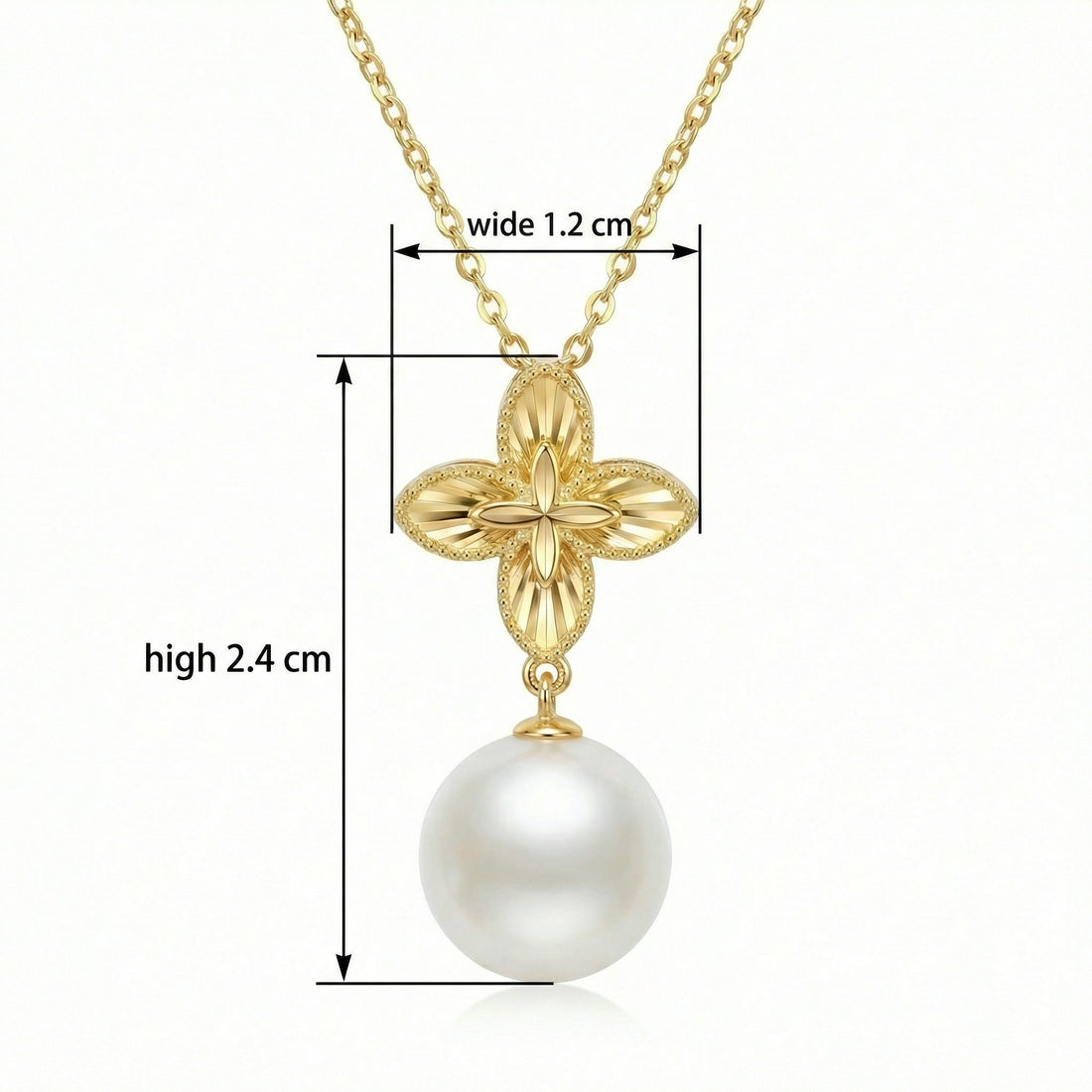 925 Sterling Silver Radiant Floral Motif Pendant Necklace with Lustrous White Pearl Drop
