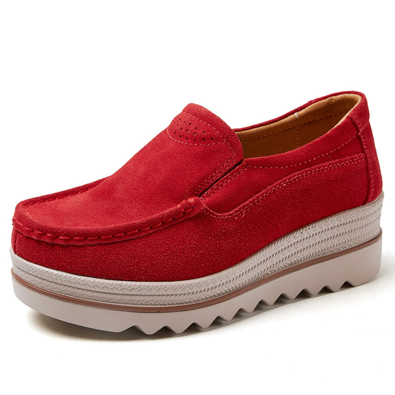 Thick-soled Flat Shoes Anti-slip Suede Height Increasing Shoes For Women - Chilazexpress Ltd