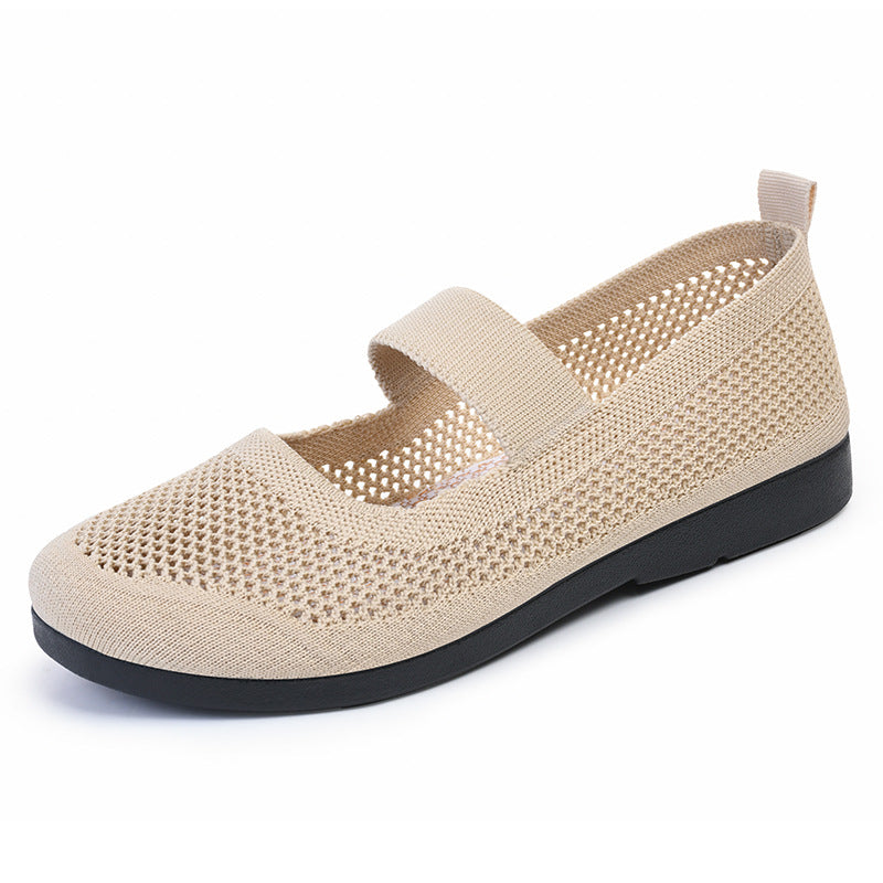 Casual Shoes For Women Flying Woven Women's Shoes Breathable Women Hollow Out Soft Bottom Mom Shoes - Chilazexpress Ltd