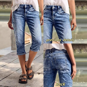 Denim Mid-Length Casual Shorts