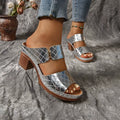 Chunky Heel Sandals Summer Round Toe Plaid Slides Slippers Fashion Outdoor High Heels Shoes For Women - Chilazexpress Ltd