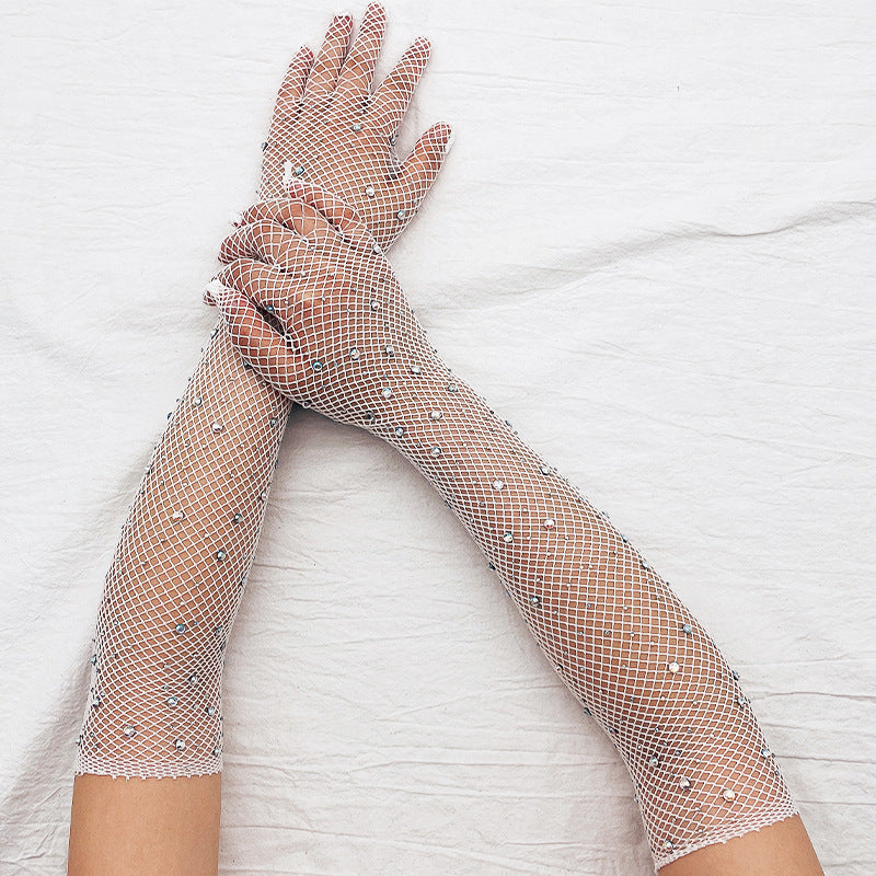 Fishing Net Hot Drill Finger Lace Gloves Clothing Accessories - Chilazexpress Ltd