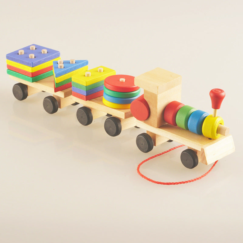 Wooden Train Three-section Tractor Toy Children's Intelligence Puzzle Toys Educational Toys - Chilazexpress Ltd