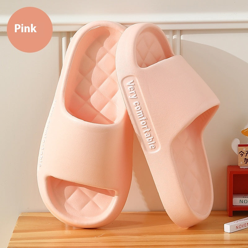 Summer Rhombus Slipper Indoor House Shoes For Men Women Couples Solid Color Non-slip Bathroom Slippers - Chilazexpress Ltd